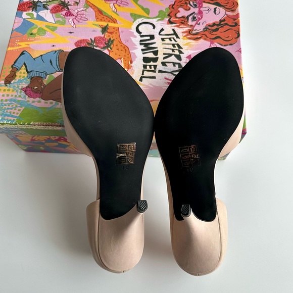 ✨New JEFFREY CAMPBELL Compose Leather Half d’Orsay Peep Toe Pumps Natural 10M - Picture 9 of 10